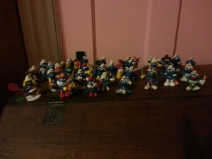 My brother's collection of Smurfs.  